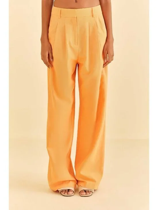NWOT FARM Rio Peach Wide-leg Pants Orange Size XXS/ W25 Women's - Picture 2 of 12